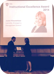 Jackie Kloosterboer receing Instructor Excellence Award from Justice Institute of BC